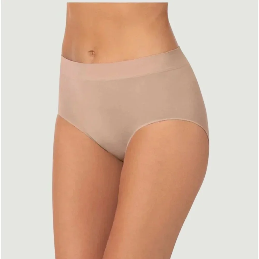 Carole Hochman Women's XL Seamless Briefs 5-Pack Silky Soft Beige & Black h1961